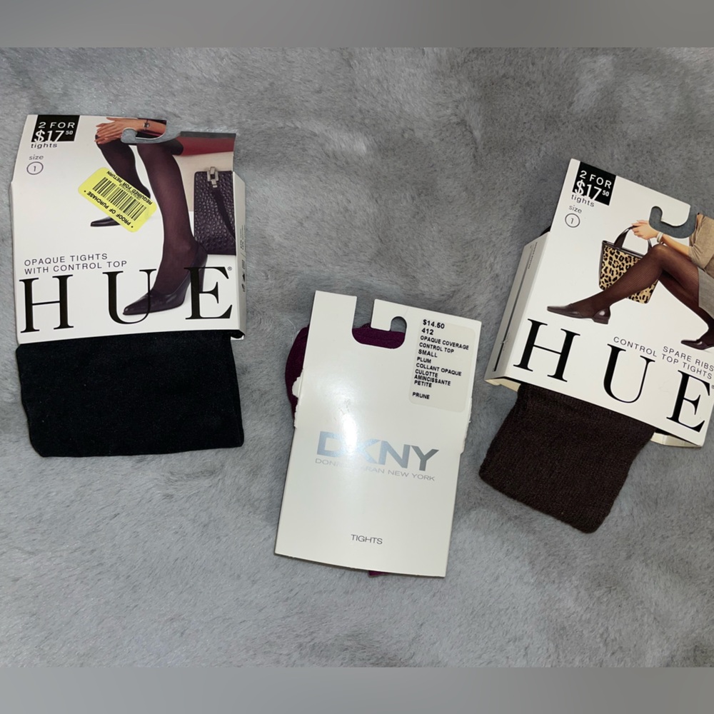 💃NWT Hue & DKNY Women's Tights - Black/Plum/Brown